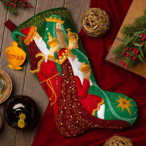 Bucilla Felt Stocking Applique Kit 18" Long-Treasure Of Kings - 5A00326P-1H3VR