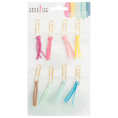3 Pack - American Crafts Creative Devotion Metal Paper Clips 8/Pkg-Gold W/Faux Suede Tassels - CD342650 - 718813426503