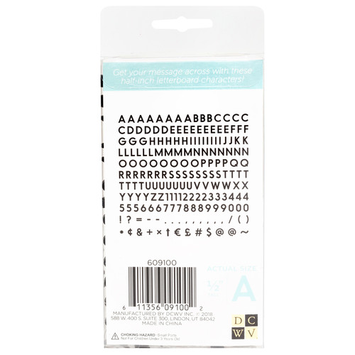 2 Pack - DCWV Letterboard Letters & Characters 1/2" 188/Pkg-Black - 609100 2 Pack - DCWV Letterboard Letters & Characters 1/2" 188/Pkg-Black - 609100