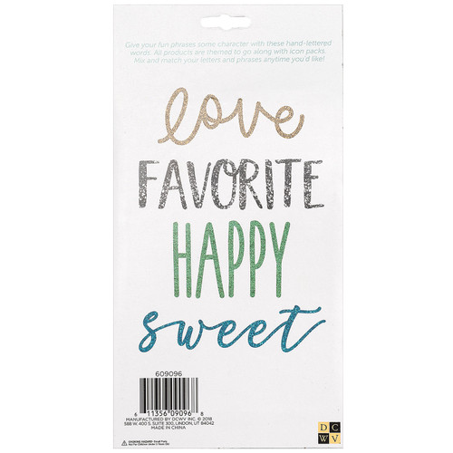 3 Pack DCWV Letterboard Words 4/Pkg-Love, Glitter 609096