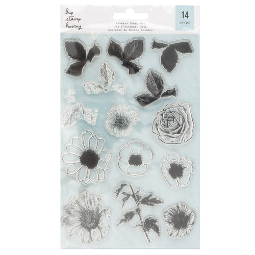 3 Pack - American Crafts Clear Stamp Set -Flowers - 5A002QG0-1GS4T - 718813134118