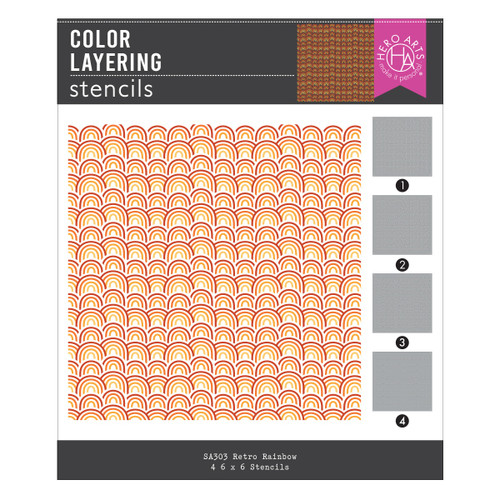 Hero Arts Color Layering Stencil-Retro Rainbow - 5A0032KZ-1H49Q - 085700948494