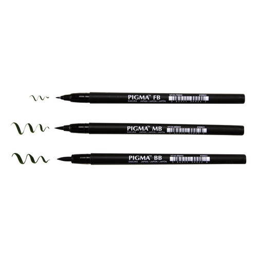 Sakura Pigma Professional Brush Pens 3pc Set (FB,MB,BB)-Black - 5A002Z2N-1H0H1 Sakura Pigma Professional Brush Pens 3pc Set (FB,MB,BB)-Black - 5A002Z2N-1H0H1