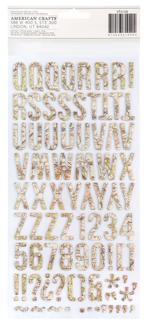 American Crafts Thickers Stickers-Abroad Everywhere Map - AB-TS3-75128 American Crafts Thickers Stickers-Abroad Everywhere Map - AB-TS3-75128