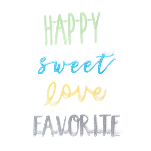 DCWV Letterboard Words 4/Pkg-Love, Glitter - 609096