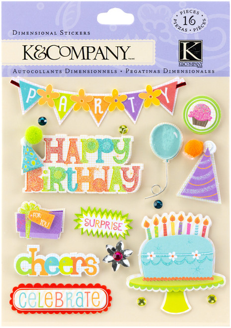 K&Company Dimensional Stickers-Birthday Wish - K578166 - 643077578166