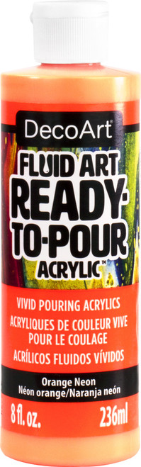 DecoArt FluidArt Ready-To-Pour Acrylic Paint 8oz-Neon Orange - DFA-101 - 766218136794
