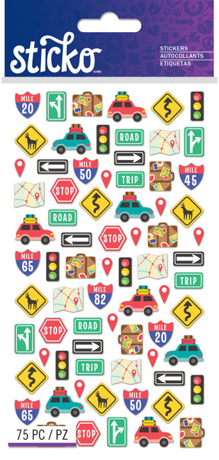 6 Pack - Sticko Stickers-Mini Road Trip Travel Icons - 5201437 - 015586998085