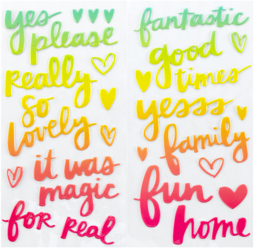Sunshine & Good Times Thickers Stickers 5.5"X11" 35/Pkg-Let's Dance Phrases/Ombre Puffy - 345713 Sunshine & Good Times Thickers Stickers 5.5"X11" 35/Pkg-Let's Dance Phrases/Ombre Puffy - 345713