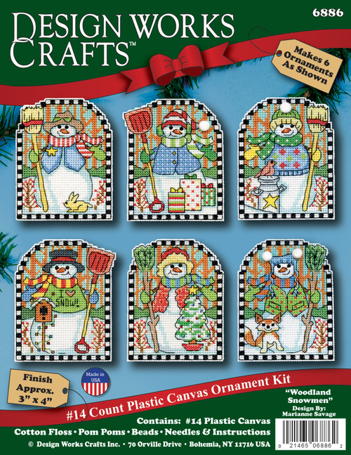 Design Works Counted Cross Stitch Kit 3"X4" Set of 6-Woodland Snowmen Ornament - 5A0032N4-1H4CF - 021465068862
