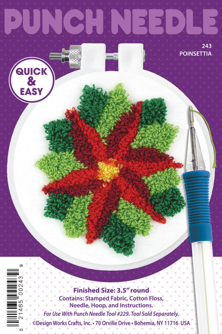 Design Works Punch Needle Kit-Poinsettia - 5A0032ML-1H4CK - 021465002439