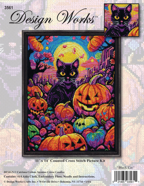 Design Works Counted Cross Stitch Kit 11"X14"-Psychedelic Kitty - 5A0032PD-1H4DR - 021465035611