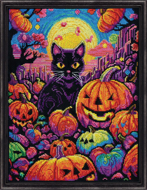 Design Works Counted Cross Stitch Kit 11"X14"-Psychedelic Kitty - 5A0032PD-1H4DR
