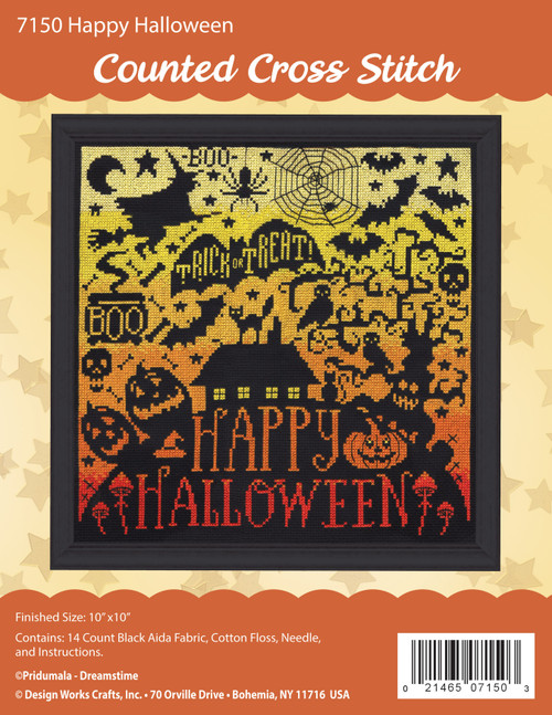 Design Works Counted Cross Stitch Kit 10"X10"-Happy Halloween - 5A0032PK-1H4DX - 021465071503