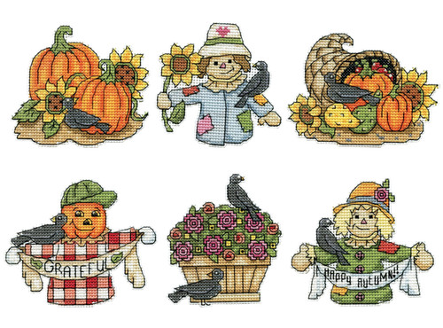 Design Works Counted Cross Stitch Kit 3.5'X4.5" Set of 6-Harvest Friends - 5A0032PN-1H4F0