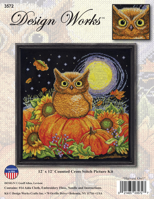 Design Works Counted Cross Stitch Kit 12"X12"-Harvest Owl - 5A0032Q7-1H4F4 - 021465035727