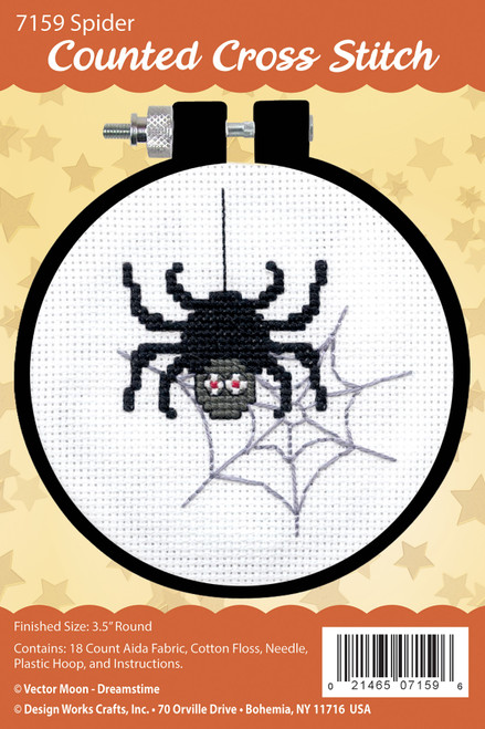 Design Works Counted Cross Stitch Kit With Hoop 3"-Spider - 5A0032P7-1H4F6 - 021465071596