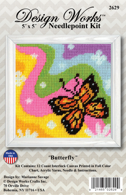 Design Works Needlepoint Kit 5"X5"-Butterfly - 5A0032QH-1H4FP - 021465026299