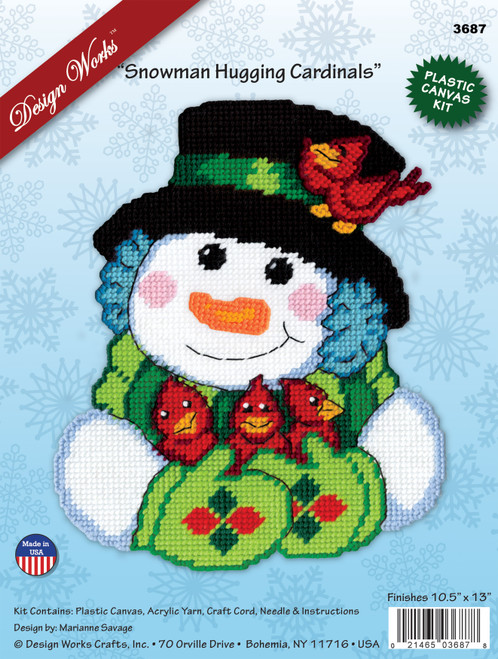 Design Works Plastic Canvas Wall Decor Kit-Snowman With Cardinals - 5A0032N9-1H4CR - 021465036878