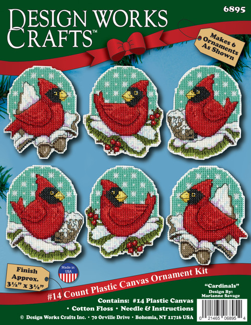 Design Works Counted Cross Stitch Kit 3"X3.5" Set of 6-Cardinals Ornament - 5A0032NG-1H4CV - 021465068954