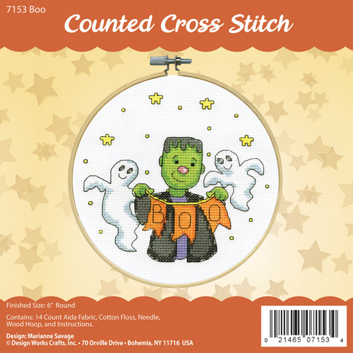Design Works Counted Cross Stitch Kit With Hoop 6"-Boo - 5A0032PL-1H4F9 - 021465071534