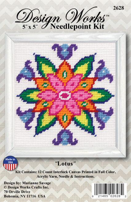 Design Works Needlepoint Kit 5"X5"-Lotus - 5A0032QF-1H4FR - 021465026282