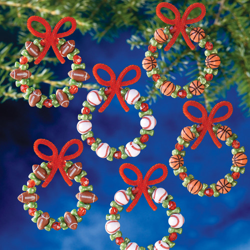 The Beadery Christmas Ornament Kit 6/Pkg-Sport Wreath - 5A00338J-1H4ZL - 045155908245