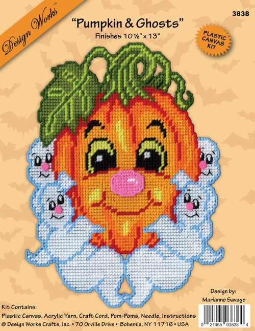 Design Works Plastic Canvas Wall Decor Kit-Pumpkin & Ghosts - 5A0032PY-1H4DC - 021465038384