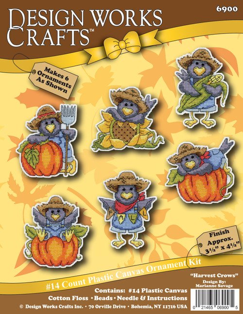 Design Works Counted Cross Stitch Kit 3.5'X4.5" Set of 6-Harvest Crows - 5A0032PB-1H4DD - 021465069005