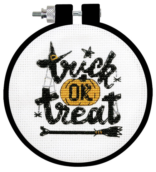 Design Works Counted Cross Stitch Kit With Hoop 3"-Trick Or Treat - 5A0032QC-1H4DH