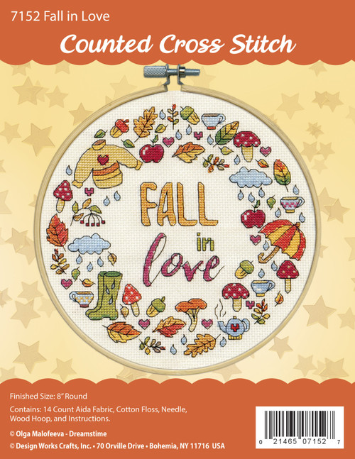 Design Works Counted Cross Stitch Kit With Hoop 8"-Fall In Love - 5A0032Q3-1H4DJ - 021465071527