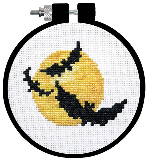 Design Works Counted Cross Stitch Kit With Hoop 3"-Bats - 5A0032Q1-1H4DK