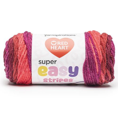 3 Pack - Red Heart Super Easy Stripes Yarn-Raspberry Blush - 5A002X8P-1GY6H - 073650101557