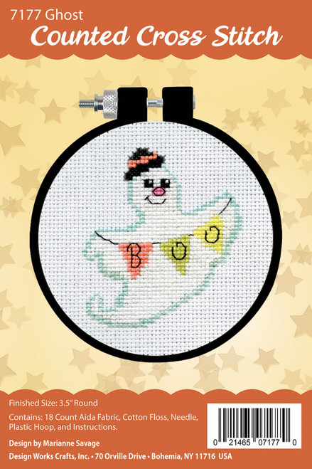 3 Pack - Design Works Counted Cross Stitch Kit With Hoop 3"-Ghost - 5A0032Q2-1H4F7 - 021465071770
