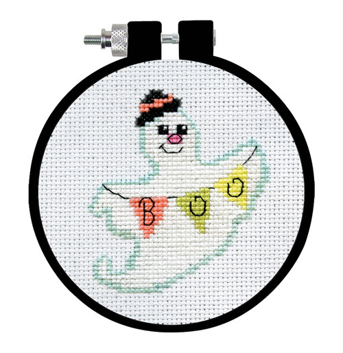 3 Pack - Design Works Counted Cross Stitch Kit With Hoop 3"-Ghost - 5A0032Q2-1H4F7