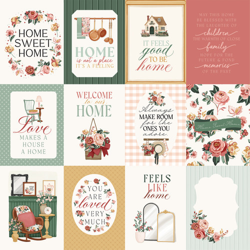 25 Pack - Feels Like Home Double-Sided Cardstock 12"X12"-3x4 Journaling Cards - 5A0033XR-1H5NF