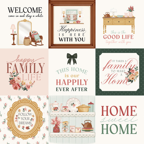 25 Pack - Feels Like Home Double-Sided Cardstock 12"X12"-4X4 Journaling Cards - 5A0033XR-1H5NY