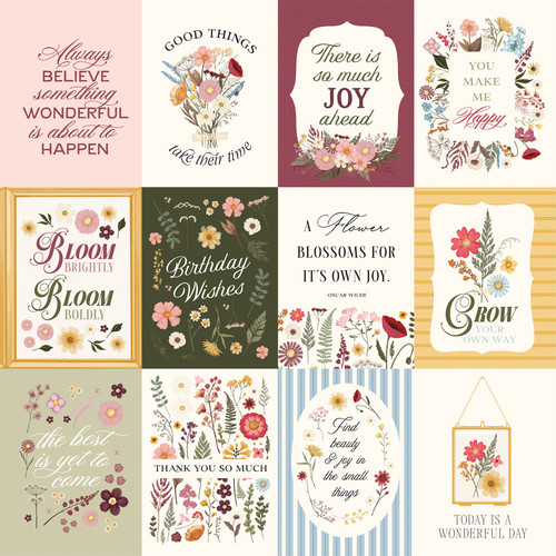 25 Pack - Pressed Floral Double-Sided Cardstock 12"x12"-3x4 Journaling Cards - 5A0033YC-1H5NZ