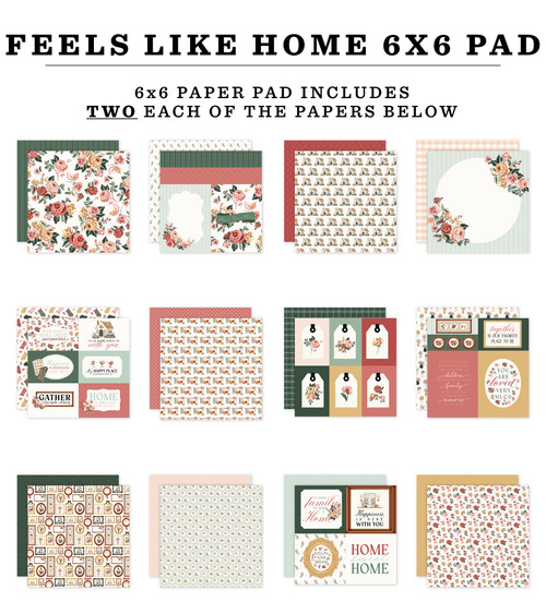 3 Pack - Carta Bella Double-Sided Paper Pad 6"X6"-Feels Like Home - 5A0033Y3-1H5N0