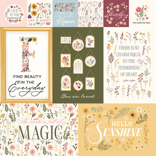25 Pack - Pressed Floral Double-Sided Cardstock 12"x12"-Multi Journaling Cards - 5A0033YC-1H5MF