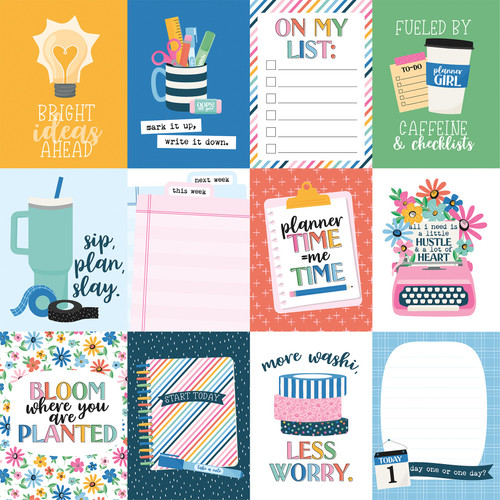 25 Pack - Plan On It Double-Sided Cardstock 12"X12"-3X4 Journaling Cards - 5A0033ZJ-1H5QG