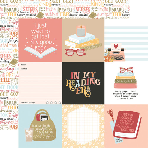 25 Pack - Bookish Double-Sided Cardstock 12"X12"-4X4 Journaling Cards - 5A003415-1H5QJ - 810192593040