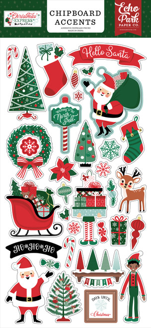 3 Pack - Echo Park Chipboard 6"X13"-Accents, Christmas Express - 5A0033DV-1H52W - 810179819835