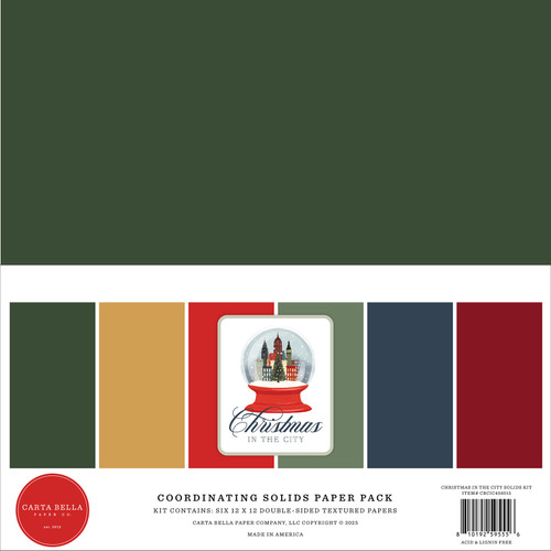 3 Pack - Carta Bella Solids Collection Kit 12"X12"-Christmas In The City - 5A0033LT-1H59H - 810192595556