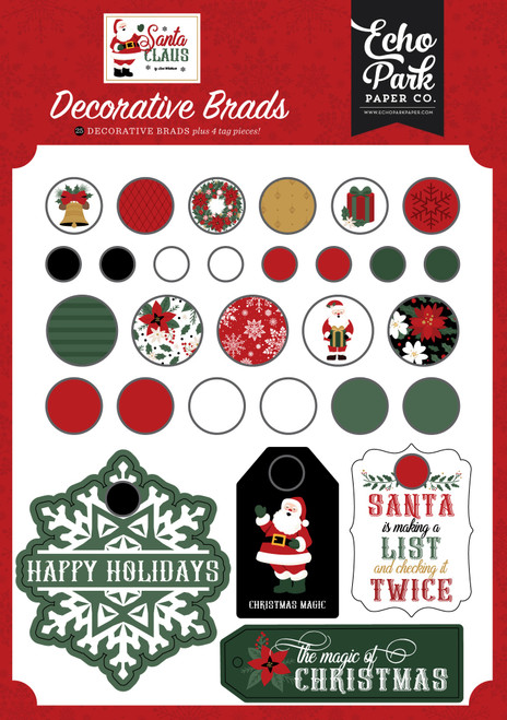 3 Pack - Echo Park Decorative Brads-Santa Claus - 5A0033R6-1H5BQ - 810179819453