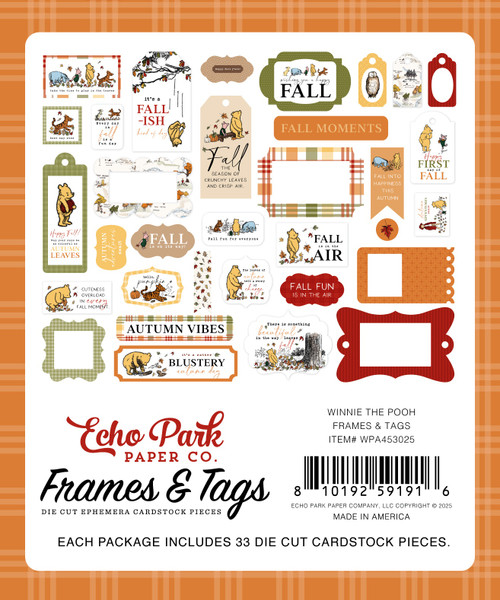 3 Pack - Echo Park Ephemera-Frames & Tags, Winnie The Pooh Autumn - 5A0033CV-1H53F 3 Pack - Echo Park Ephemera-Frames & Tags, Winnie The Pooh Autumn - 5A0033CV-1H53F