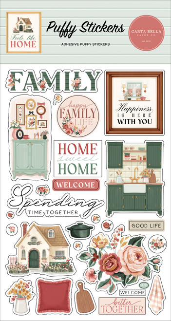 3 Pack - Carta Bella Puffy Stickers-Feels Like Home - 5A0033XC-1H5NV - 810192590681