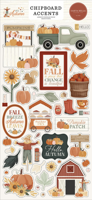 3 Pack - Carta Bella Chipboard 6"X13"-Accents, It's Autumn - 5A0033GD-1H549 - 810179819552