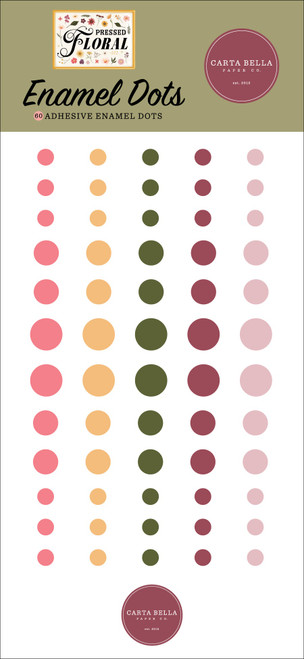 3 Pack - Carta Bella Adhesive Enamel Dots-Pressed Floral - 5A0033YB-1H5P1 - 810192591060