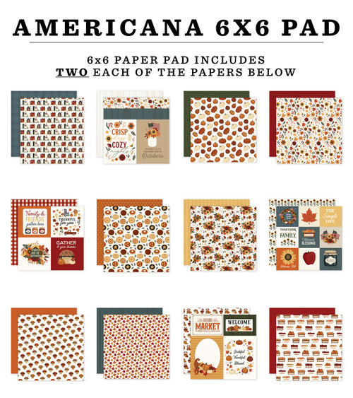 3 Pack - Carta Bella Double-Sided Paper Pad 6"X6"-Americana - 5A0033GJ-1H562
